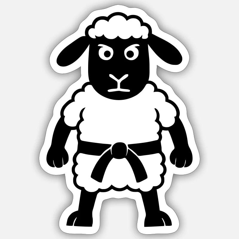 Karaté Mouton - Sticker taille S (10 x 10 cm) - blanc mat