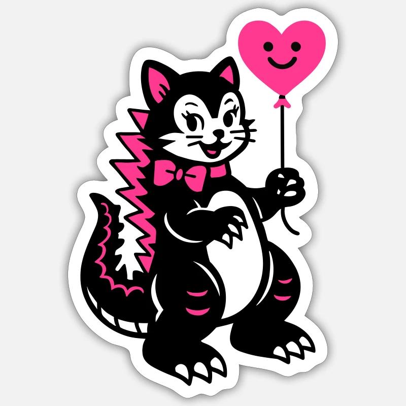 Monster Cat Pink - Sticker Größe S (10 x 10 cm) - Mattweiß