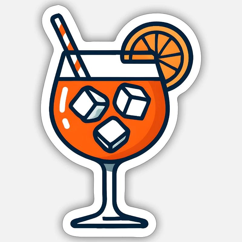 Orange Spritz Glas mit Eis - Sticker size S (10 x 10 cm) - white matte