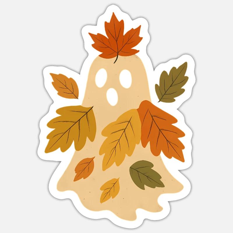 Herbstgeist mit Blättern - Sticker taille S (10 x 10 cm) - blanc mat