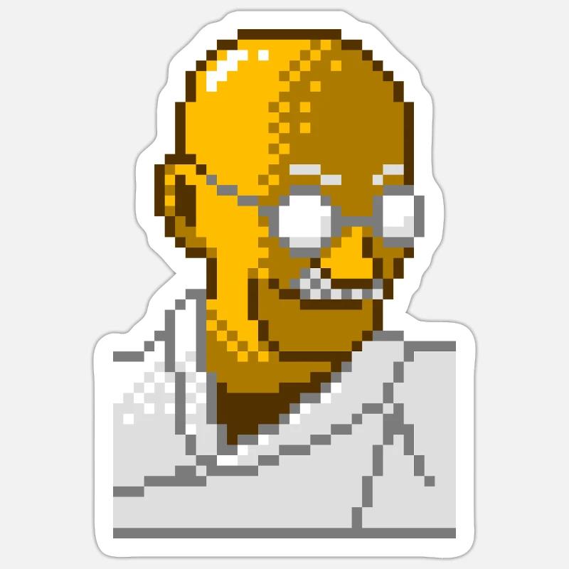 Gandhi pixel 8 bits Sticker taille S (10 x 10 cm)
