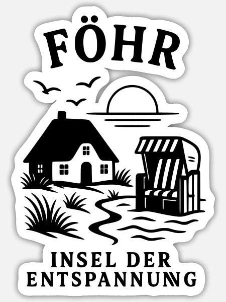 Föhr Insel der Entspannung Nordsee - Sticker Größe S (10 x 10 cm) - Mattweiß
