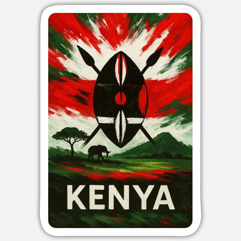 Conception de drapeaux de paysage du Kenya Sticker taille S (10 x 10 cm)