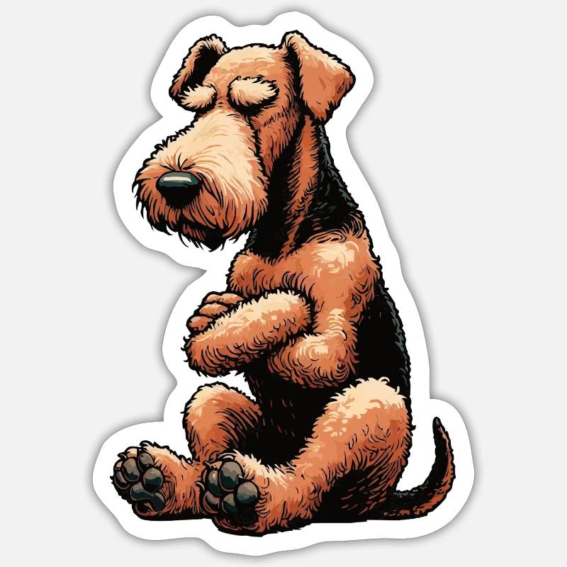 Airedale Terrier Airedales Airedale Lover - Sticker taille S (10 x 10 cm) - blanc mat