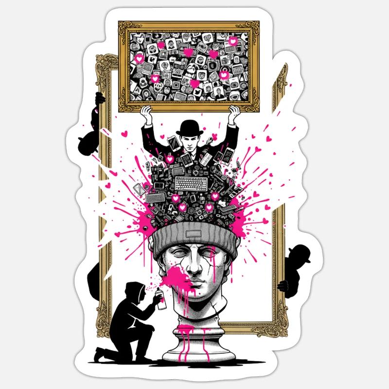 PopCollage Head Sculpture - Sticker size S (10 x 10 cm) - white matte