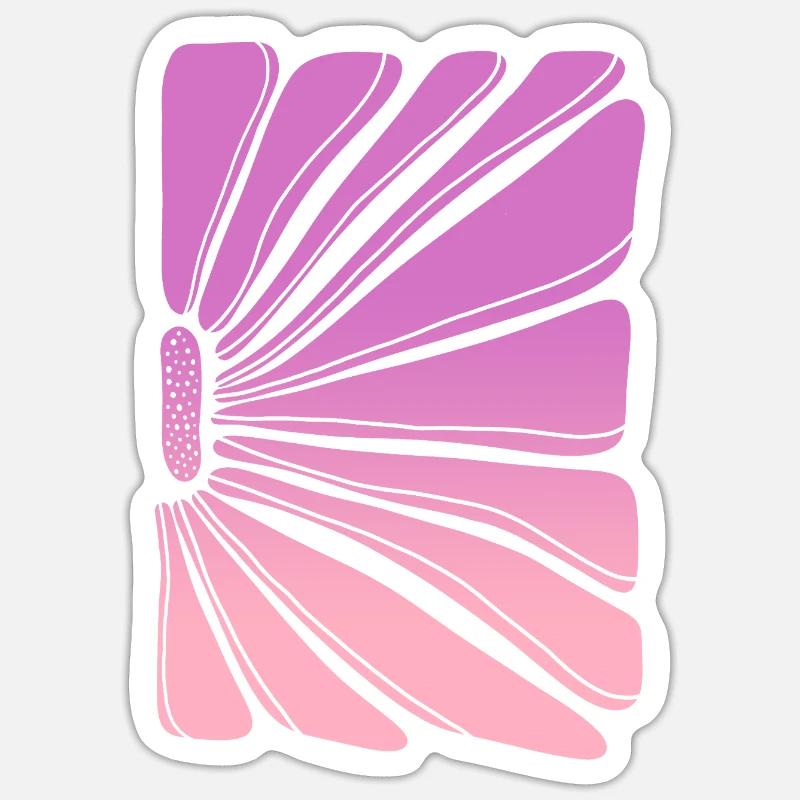 Blomst i lyserød lilla gradient - Klistermärke storlek S (10 x 10 cm) - matt vit