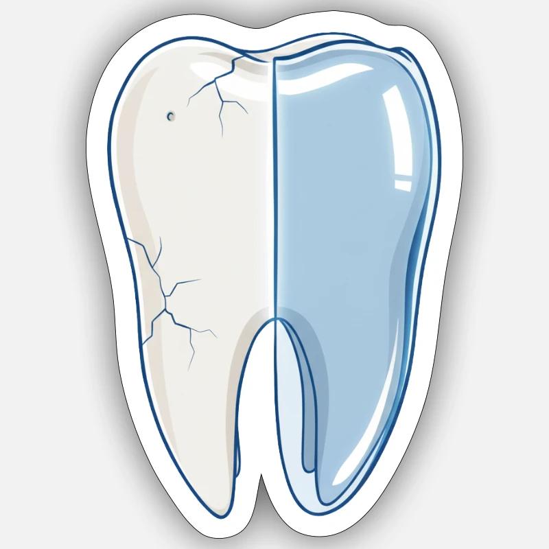 dessin animé healthy-broken-tooth-before-after - Sticker taille S (10 x 10 cm) - blanc mat