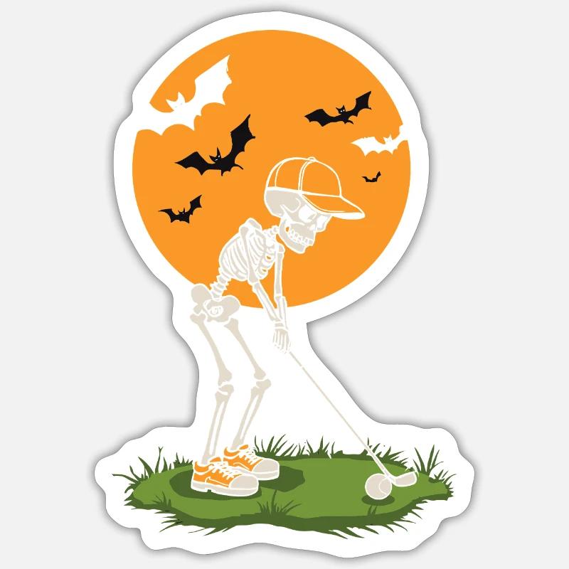 Moonlit Skeleton Golf - Sticker size S (10 x 10 cm) - white matte