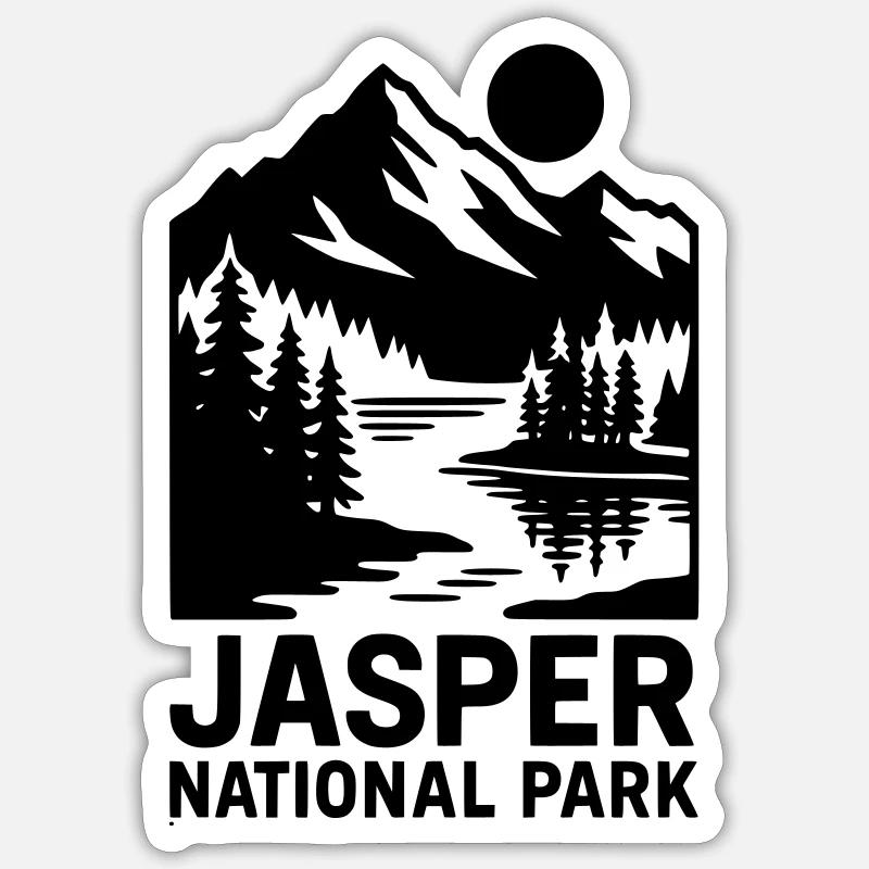 Parc national Jasper - Sticker taille S (10 x 10 cm) - blanc mat