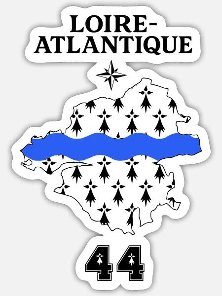 Loire Atlantique 44 - Sticker taille S (10 x 10 cm) - blanc mat