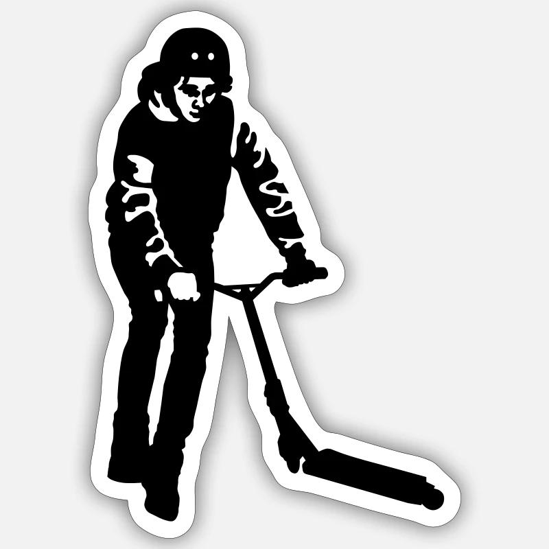 Kick Scooter - Sticker Größe S (10 x 10 cm) - Mattweiß