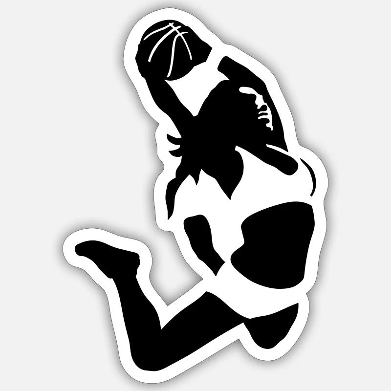Basketteur Fille - Sticker taille S (10 x 10 cm) - blanc mat