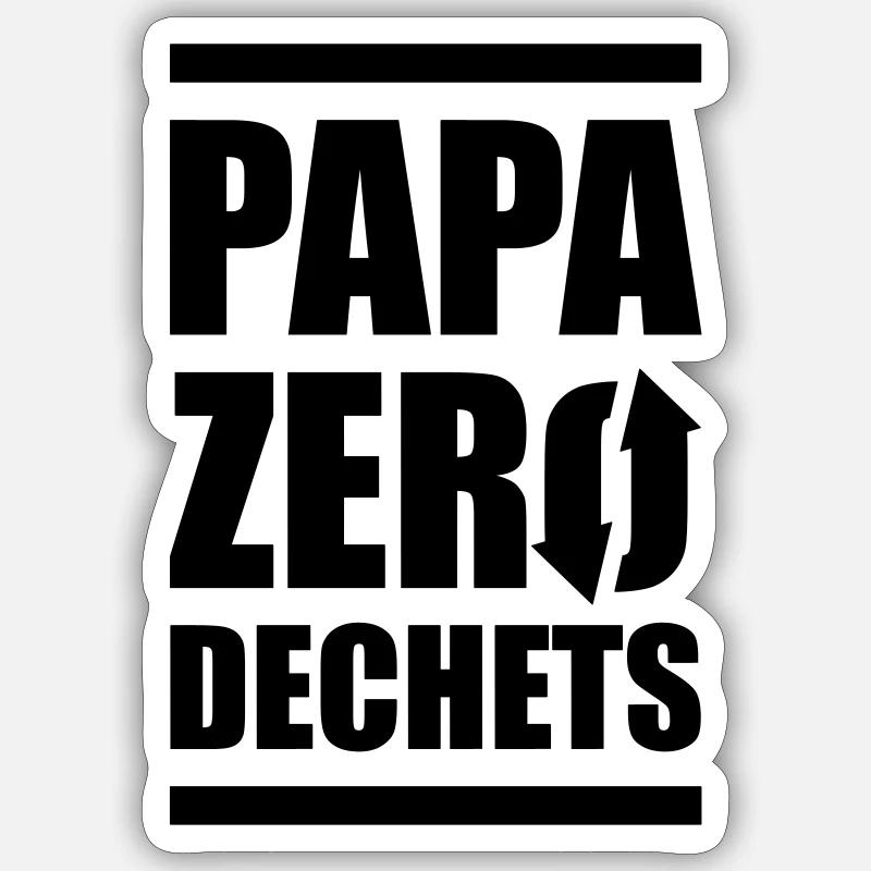 papa zero dechets - Sticker taille S (10 x 10 cm) - blanc mat