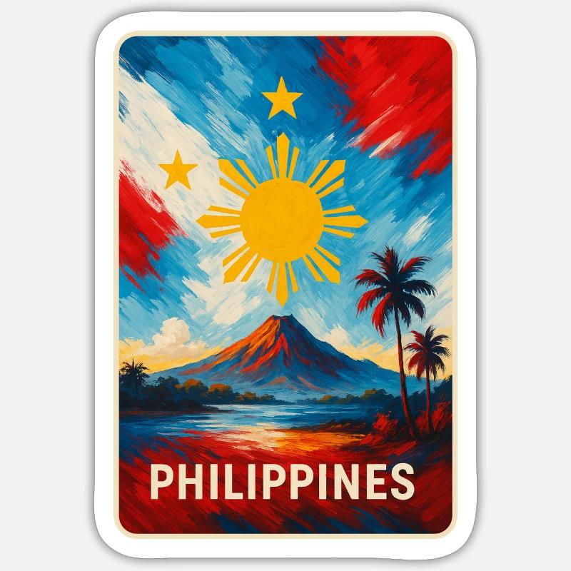 Conception des drapeaux des Philippines - Sticker taille S (10 x 10 cm) - blanc mat