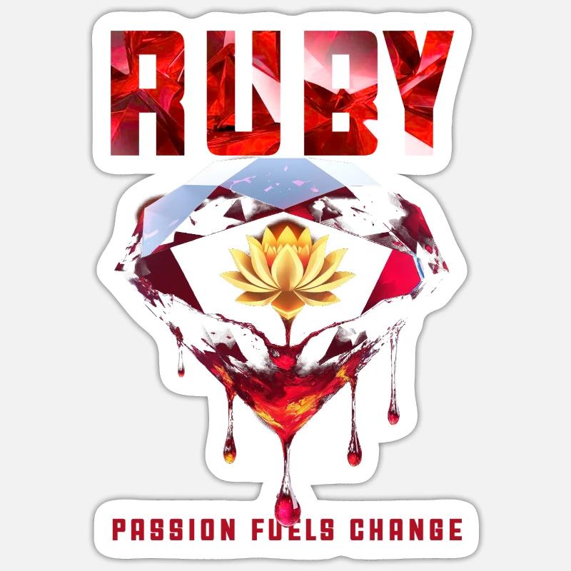 Birthstone July Ruby - Sticker size S (10 x 10 cm) - white matte