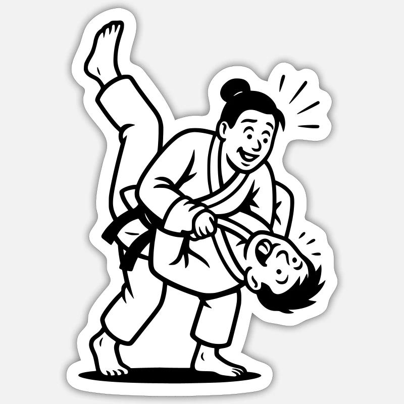 Lancer de judoka - Sticker taille S (10 x 10 cm) - blanc mat