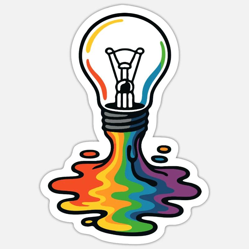 Rainbow Melt Lightbulb - Sticker size S (10 x 10 cm) - white matte
