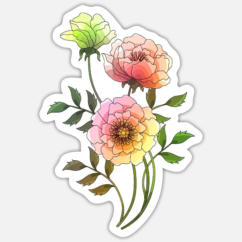 Fleur - Sticker taille S (10 x 10 cm) - blanc mat