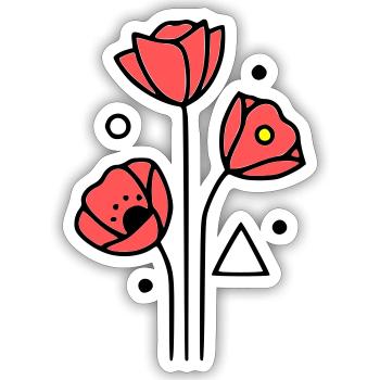 Poppy-Poppies-Minimalist-Line-Art-4 - Sticker size S (10 x 10 cm) - white matte - Front