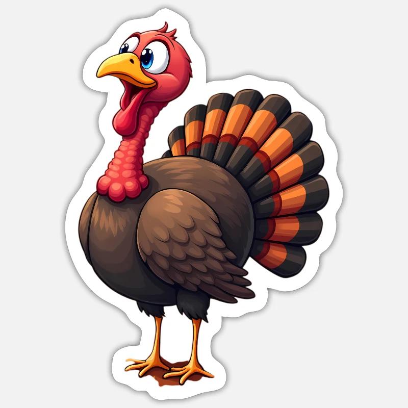 Thanksgiving Drôle Dinde de Thanksgiving - Sticker taille S (10 x 10 cm) - blanc mat