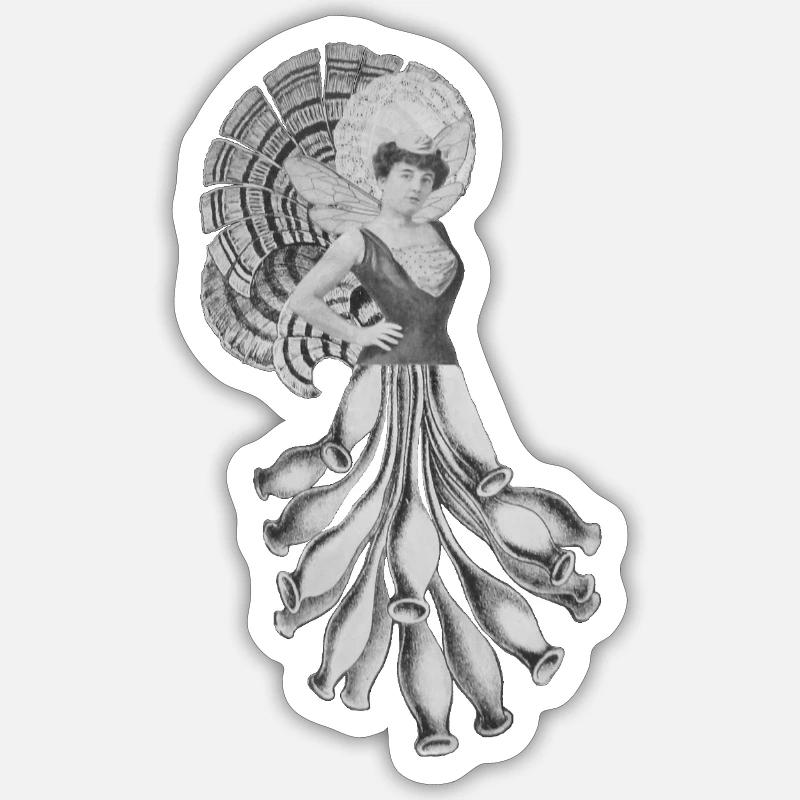Viktorianische Tänzerin mit Federfächer - Sticker Größe S (10 x 10 cm) - Mattweiß