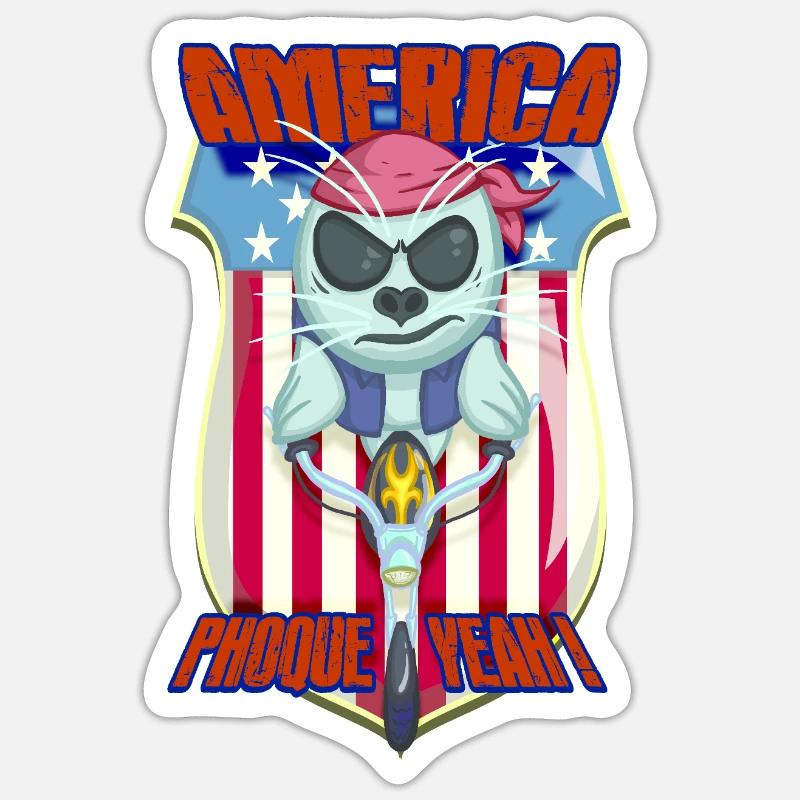 america phoque YEAH - Sticker taille S (10 x 10 cm) - blanc mat
