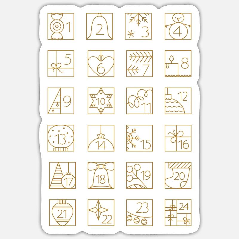 Advent Calendar Gold Checkered Geometric Pattern - Sticker size S (10 x 10 cm) - white matte