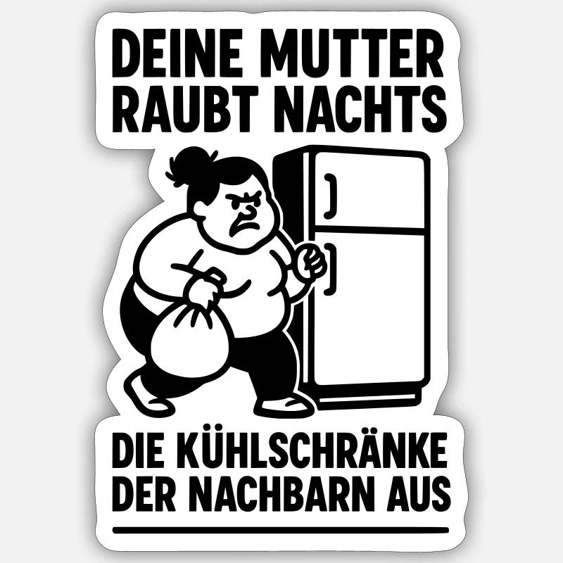 deine mutter witz kühschrank - Sticker Größe S (10 x 10 cm) - Mattweiß