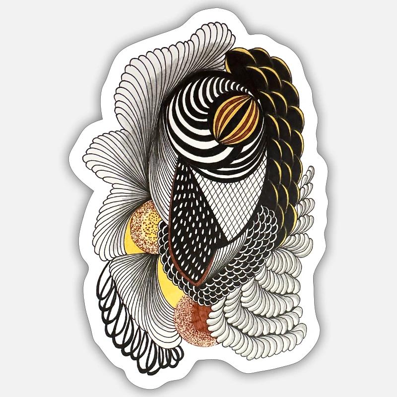 Geometric line drawing with scale pattern - Sticker size S (10 x 10 cm) - white matte