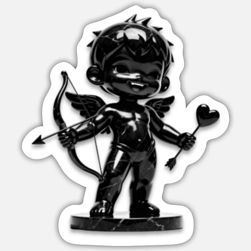 Black Cupid with Bow - Sticker size S (10 x 10 cm) - white matte