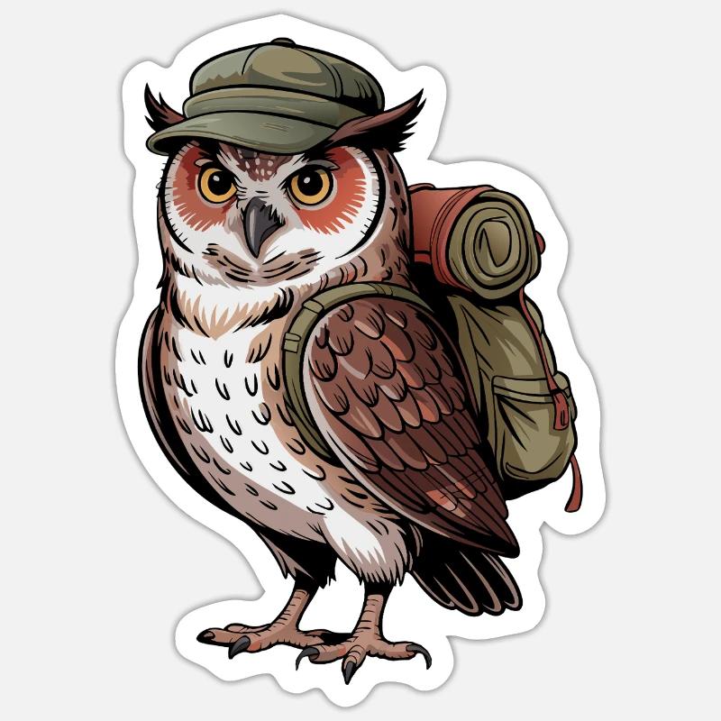 Wandernde Eule Abenteuer Sticker Größe S (10 x 10 cm)