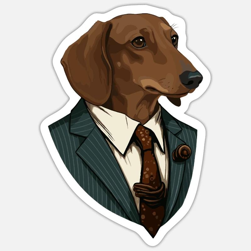 Teckel en couleur - Sticker taille S (10 x 10 cm) - blanc mat