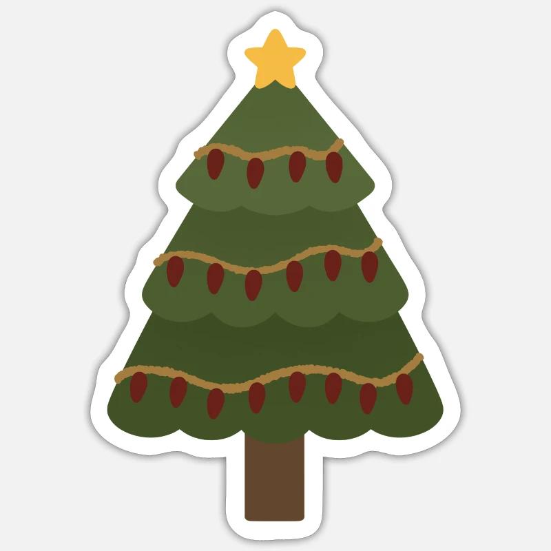 Gemütlicher Weihnachtsbaum mit Girlandenlichtern - Sticker Größe S (10 x 10 cm) - Mattweiß