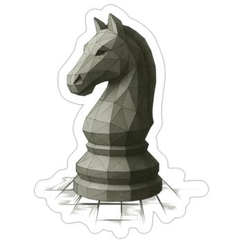 Low Poly Schach Springer Design - Sticker Größe S (10 x 10 cm) - Mattweiß - Vorne