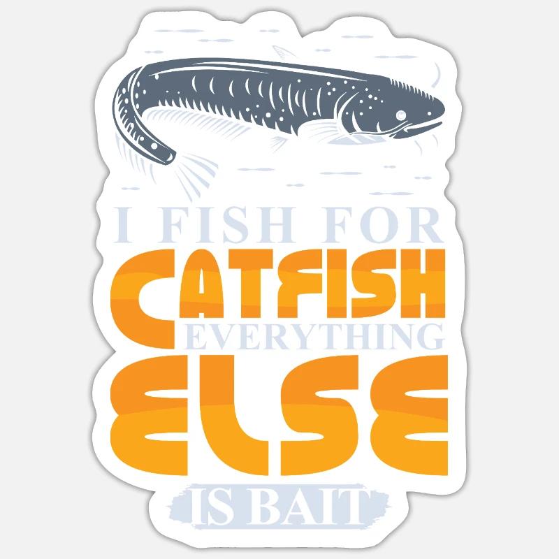 Poisson-chat pêcheur poisson-chat pêchent le poisson-chat - Sticker taille S (10 x 10 cm) - blanc mat