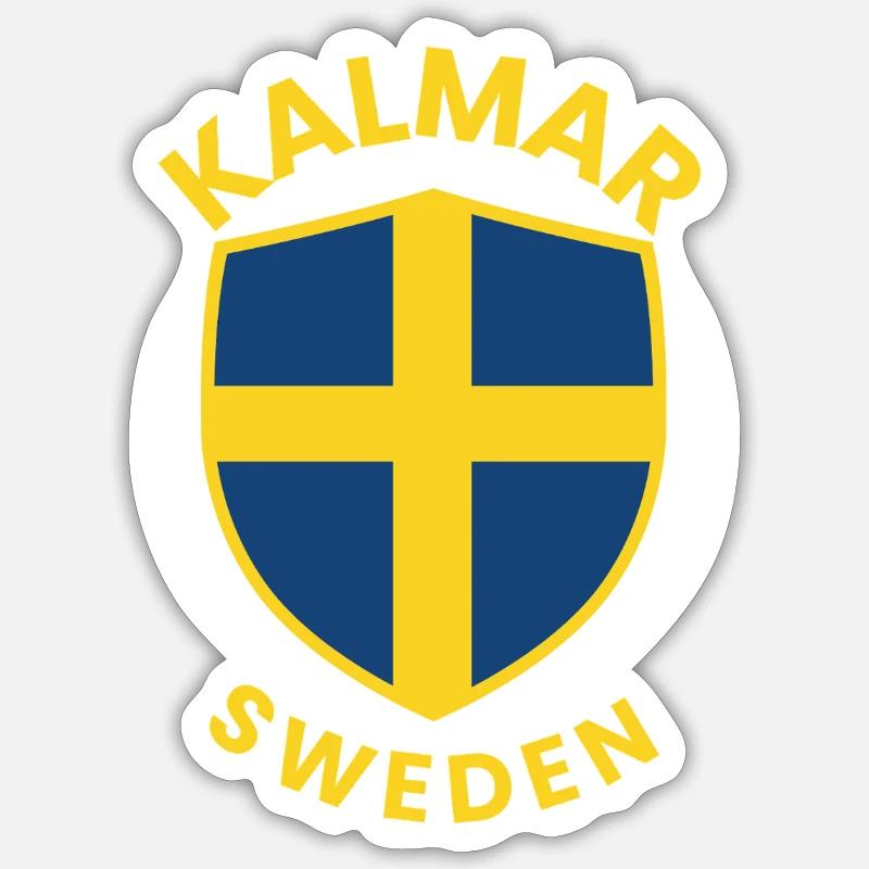 Emblème du bouclier de Kalmar, Suède, - Sticker taille S (10 x 10 cm) - blanc mat