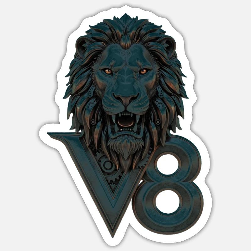 V8 - Sticker Größe S (10 x 10 cm) - Mattweiß