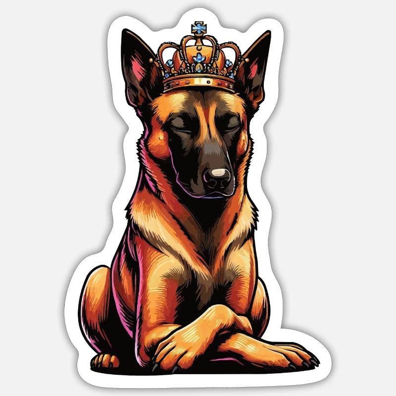 Berger Belge Malinois Propriétaire Malinois - Sticker taille S (10 x 10 cm) - blanc mat