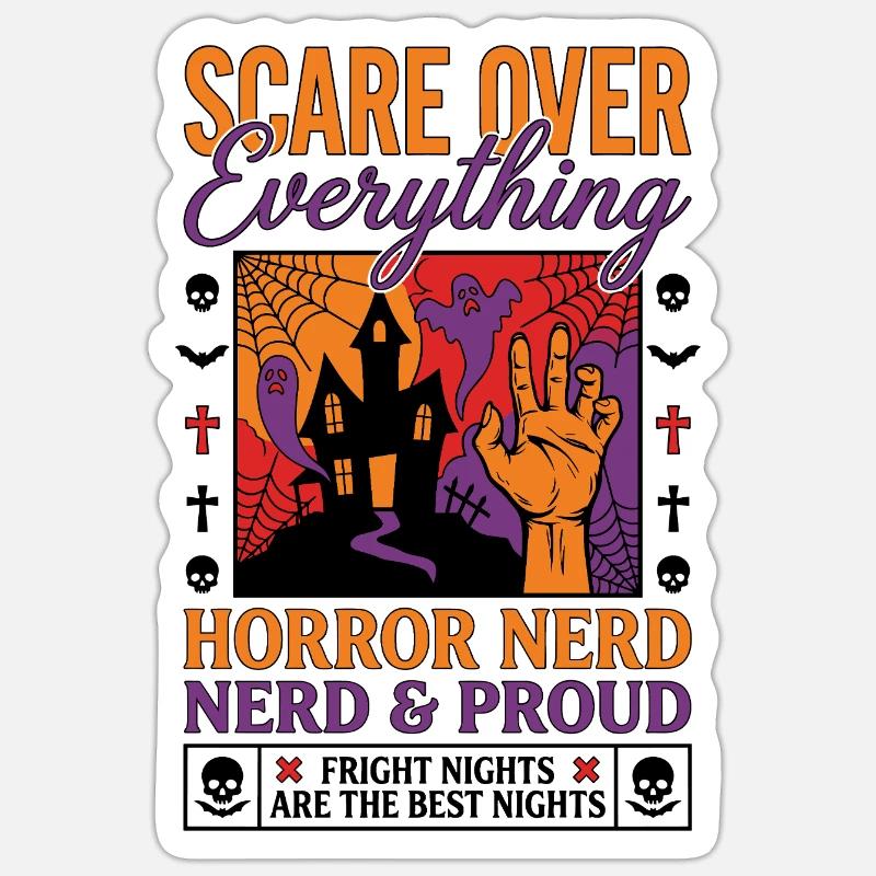 Horror Nerd Stolz Design - Sticker Größe S (10 x 10 cm) - Mattweiß