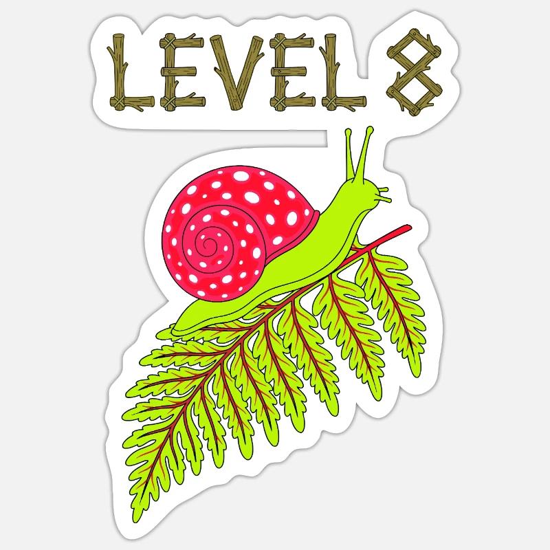 Escargot de niveau 8 - Sticker taille S (10 x 10 cm) - blanc mat