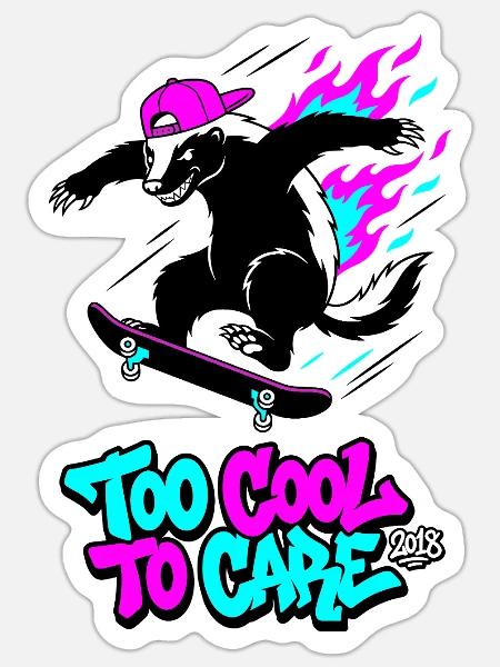 Too Cool To Care 2018 Honigdachs - Sticker Größe S (10 x 10 cm) - Mattweiß
