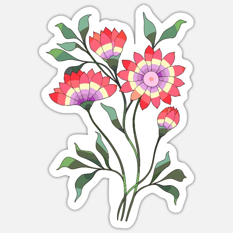 Fleur - Sticker taille S (10 x 10 cm) - blanc mat
