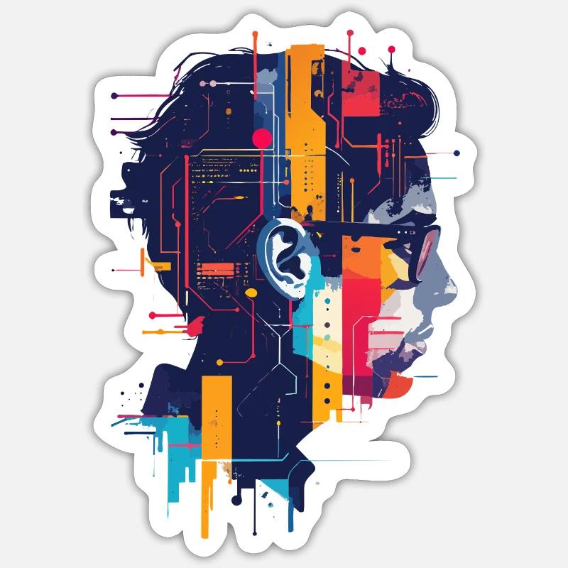 Digital AI Motif PCB Hacker Circuit Art Sticker size S (10 x 10 cm)