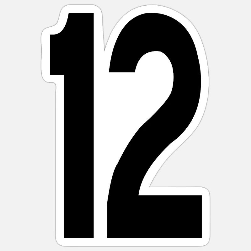 12 Numéros - Sticker taille S (10 x 10 cm) - blanc mat