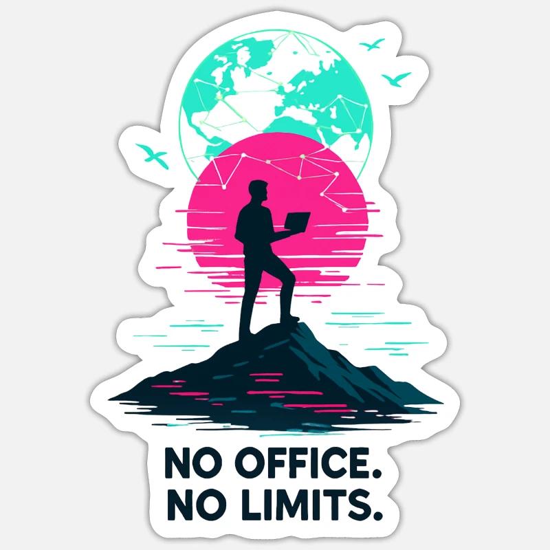 Télétravail Pas de bureau pas de limite Sticker taille S (10 x 10 cm)
