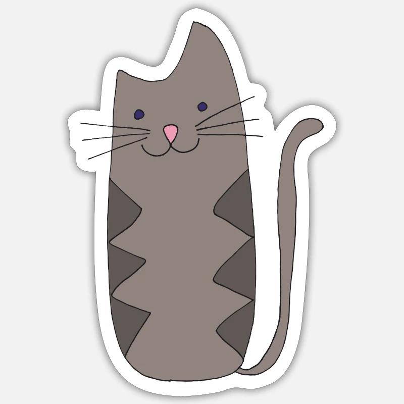 Zigzag Cat Grey - Sticker taille S (10 x 10 cm) - blanc mat