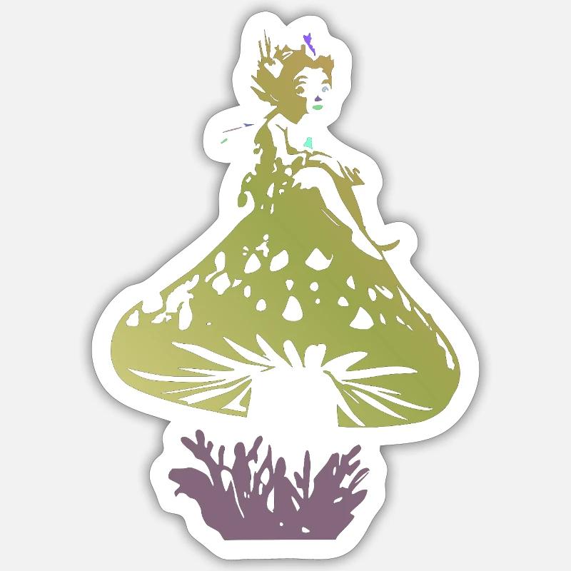 Fantasy-Pilz - Sticker Größe S (10 x 10 cm) - Mattweiß