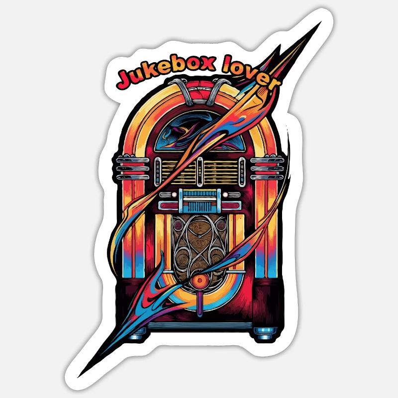 Jukebox Lover Neon Retro - Sticker size S (10 x 10 cm) - white matte
