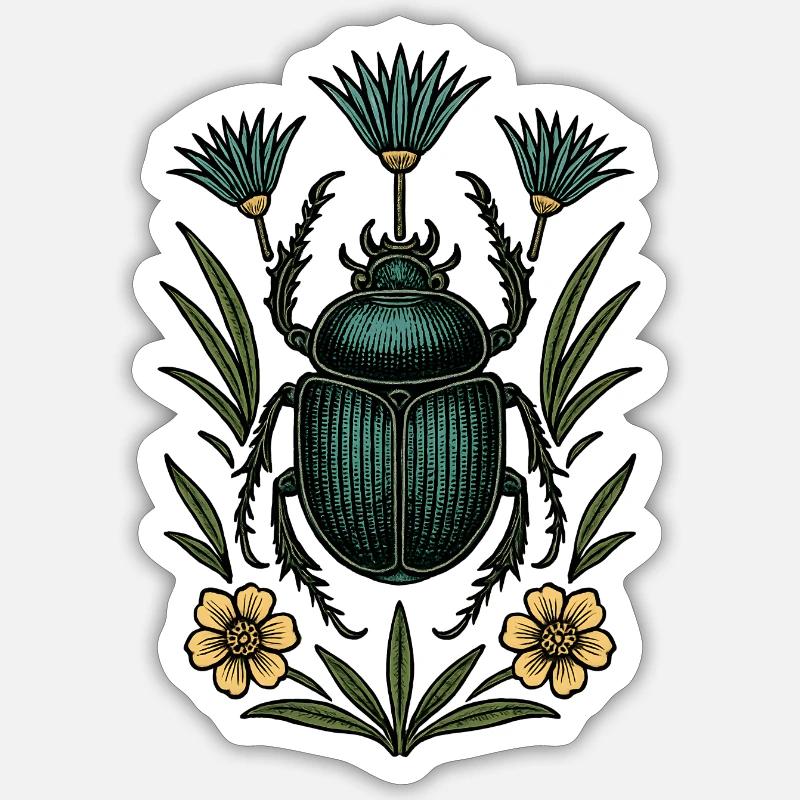Insecte dans la structure de la fleur - Sticker taille S (10 x 10 cm) - blanc mat