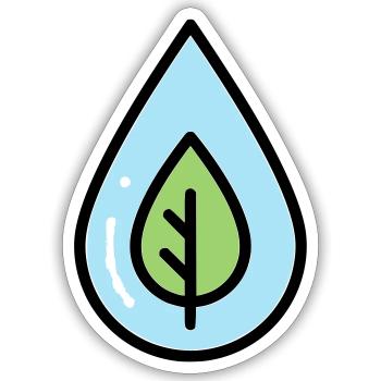Water Drop Leaf Eco - Sticker size S (10 x 10 cm) - white matte - Front